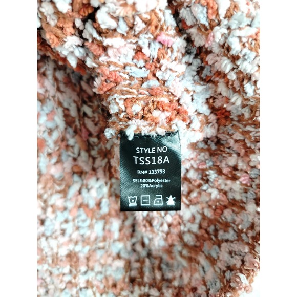 POL Sweater Womens Medium Orange White Boucle‎ Chenille Knit Pullover Cropped - Picture 5 of 8